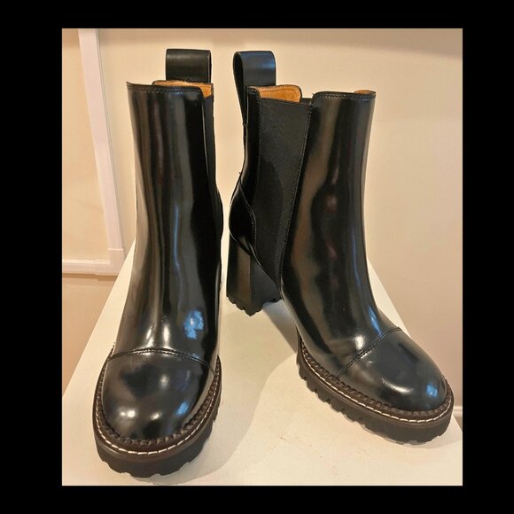 See by Chloé  Mallory Lug-Sole Leather Chelsea Boots - Picture 1 of 8
